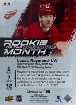 2021-22 Upper Deck Game Dated Moments - Rookie of the Month Achievements #R-2 Lucas Raymond Back
