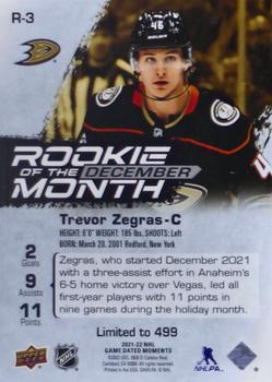 2021-22 Upper Deck Game Dated Moments - Rookie of the Month Achievements #R-3 Trevor Zegras Back
