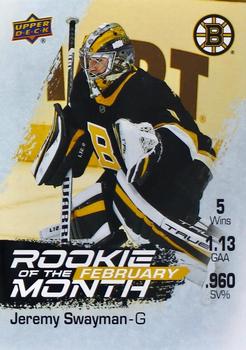 2021-22 Upper Deck Game Dated Moments - Rookie of the Month Achievements #R-5 Jeremy Swayman Front
