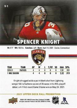 2021 Upper Deck Fall Expo - Victory Black Rookies #V-1 Spencer Knight Back
