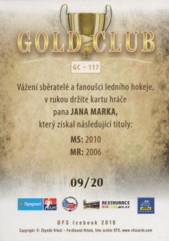 2016 OFS Icebook - Gold Club #GC-117 Jan Marek Back