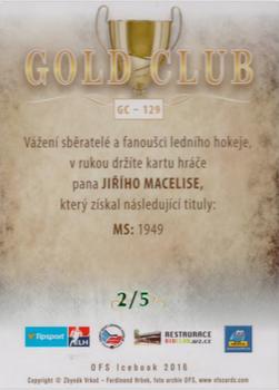 2016 OFS Icebook - Gold Club Green #GC-129 Jiri Macelis Back