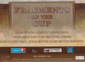 2016 OFS Icebook - Fragments Of The Cup Platinum Rainbow #FOC-13 Frantisek Vacovsky / Cenek Picha Back