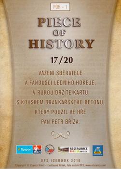 2016 OFS Icebook - Piece Of History Gold #POH-1 Petr Briza Back