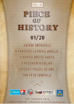 2016 OFS Icebook - Piece Of History Gold #POH-34 Petr Vampola Back