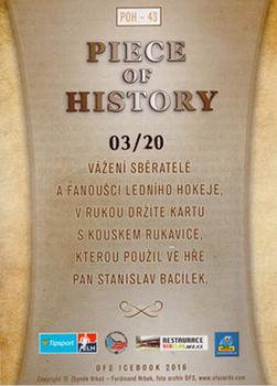 2016 OFS Icebook - Piece Of History Gold #POH-43 Stanislav Bacilek Back