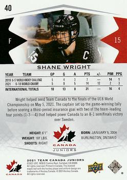2021-22 Upper Deck Team Canada Juniors #40 Shane Wright Back