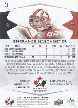 2021-22 Upper Deck Team Canada Juniors #61 Emerance Maschmeyer Back