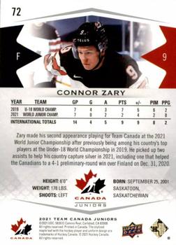 2021-22 Upper Deck Team Canada Juniors #72 Connor Zary Back