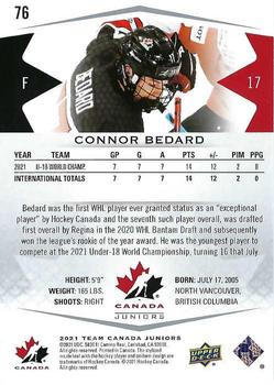 2021-22 Upper Deck Team Canada Juniors #76 Connor Bedard Back