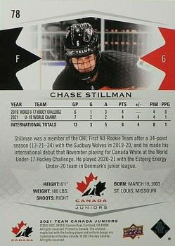2021-22 Upper Deck Team Canada Juniors #78 Chase Stillman Back