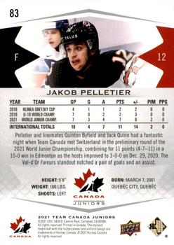 2021-22 Upper Deck Team Canada Juniors #83 Jakob Pelletier Back