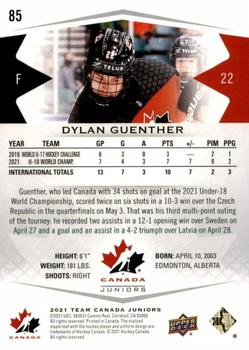 2021-22 Upper Deck Team Canada Juniors #85 Dylan Guenther Back