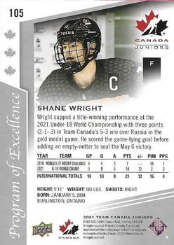 2021-22 Upper Deck Team Canada Juniors #105 Shane Wright Back