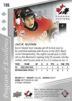 2021-22 Upper Deck Team Canada Juniors #106 Jack Quinn Back