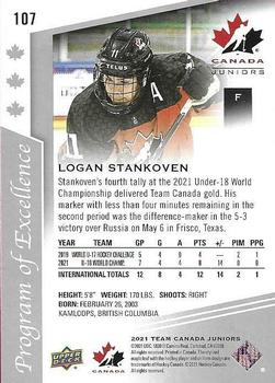 2021-22 Upper Deck Team Canada Juniors #107 Logan Stankoven Back