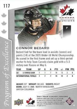 2021-22 Upper Deck Team Canada Juniors #117 Connor Bedard Back