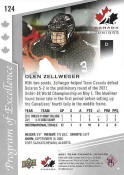 2021-22 Upper Deck Team Canada Juniors #124 Olen Zellweger Back