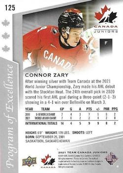 2021-22 Upper Deck Team Canada Juniors #125 Connor Zary Back