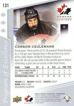 2021-22 Upper Deck Team Canada Juniors #131 Corson Ceulemans Back