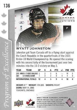 2021-22 Upper Deck Team Canada Juniors #136 Wyatt Johnston Back