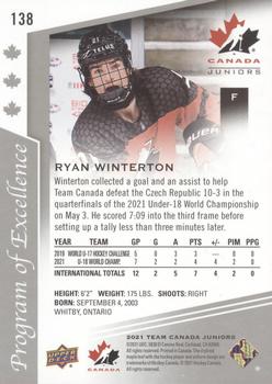 2021-22 Upper Deck Team Canada Juniors #138 Ryan Winterton Back