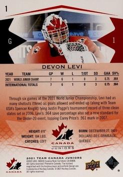 2021-22 Upper Deck Team Canada Juniors - Exclusives #1 Devon Levi Back