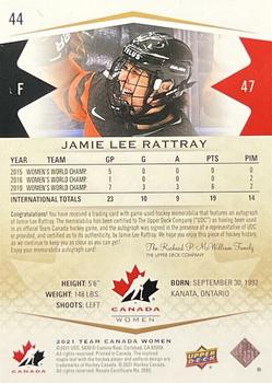 2021-22 Upper Deck Team Canada Juniors - Auto Patch #44 Jamie Lee Rattray Back
