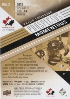2021-22 Upper Deck Team Canada Juniors - Prospectus Momentous #PM-2 Philip Tomasino Back