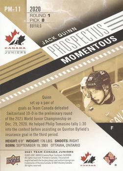 2021-22 Upper Deck Team Canada Juniors - Prospectus Momentous #PM-11 Jack Quinn Back