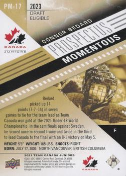 2021-22 Upper Deck Team Canada Juniors - Prospectus Momentous #PM-17 Connor Bedard Back