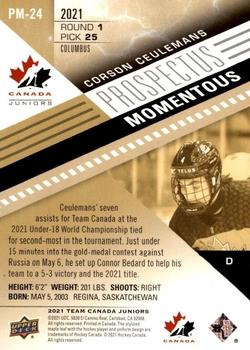 2021-22 Upper Deck Team Canada Juniors - Prospectus Momentous #PM-24 Corson Ceulemans Back