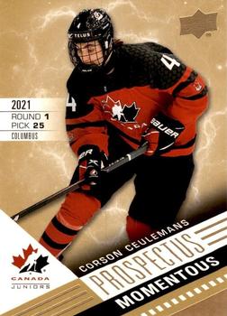 2021-22 Upper Deck Team Canada Juniors - Prospectus Momentous #PM-24 Corson Ceulemans Front