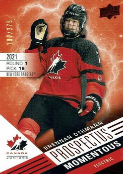 2021-22 Upper Deck Team Canada Juniors - Prospectus Momentous Electric Red #PM-16 Brennan Othmann Front