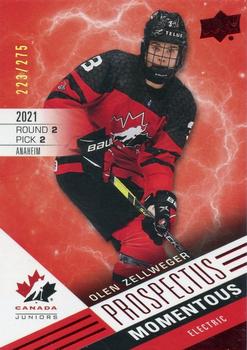 2021-22 Upper Deck Team Canada Juniors - Prospectus Momentous Electric Red #PM-18 Olen Zellweger Front
