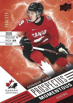 2021-22 Upper Deck Team Canada Juniors - Prospectus Momentous Electric Red #PM-19 Connor Zary Front
