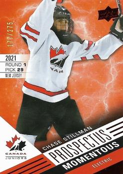 2021-22 Upper Deck Team Canada Juniors - Prospectus Momentous Electric Red #PM-22 Chase Stillman Front