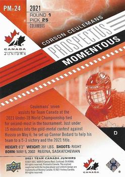 2021-22 Upper Deck Team Canada Juniors - Prospectus Momentous Electric Red #PM-24 Corson Ceulemans Back