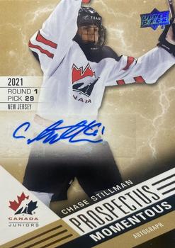 2021-22 Upper Deck Team Canada Juniors - Prospectus Momentous Autographs #PM-22 Chase Stillman Front