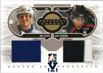 2015-16 In The Game Final Vault - 2008-09 In The Game Heroes and Prospects - Prospect Combos Gold Memorabilia (Blue Vault Stamp) #PC-08 Jiri Tlusty / Luke Schenn Front