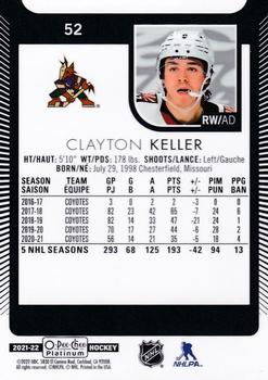 2021-22 O-Pee-Chee Platinum #52 Clayton Keller Back