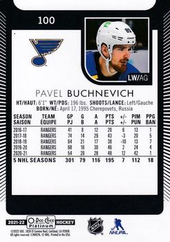 2021-22 O-Pee-Chee Platinum #100 Pavel Buchnevich Back