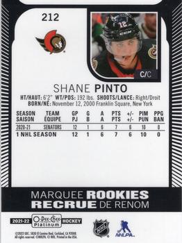 2021-22 O-Pee-Chee Platinum #212 Shane Pinto Back