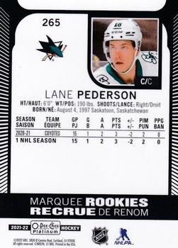 2021-22 O-Pee-Chee Platinum #265 Lane Pederson Back