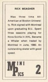 1981-82 Hartford Whalers Mini Pics #2 Rick Meagher Back