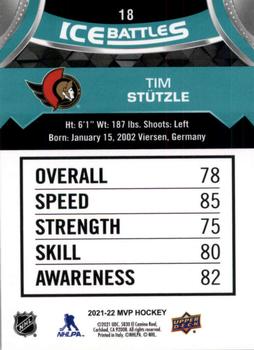 2021-22 Upper Deck MVP - Ice Battles #18 Tim Stutzle Back