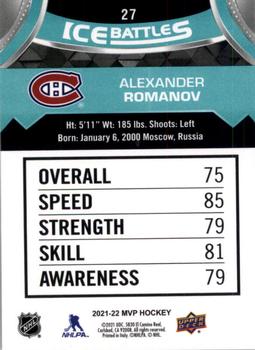 2021-22 Upper Deck MVP - Ice Battles #27 Alexander Romanov Back