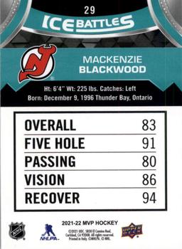 2021-22 Upper Deck MVP - Ice Battles #29 Mackenzie Blackwood Back