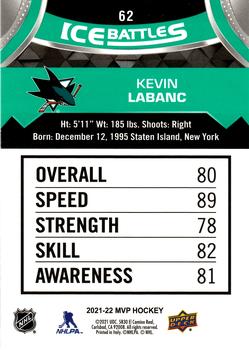 2021-22 Upper Deck MVP - Ice Battles #62 Kevin Labanc Back