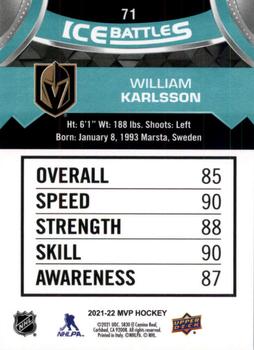 2021-22 Upper Deck MVP - Ice Battles #71 William Karlsson Back